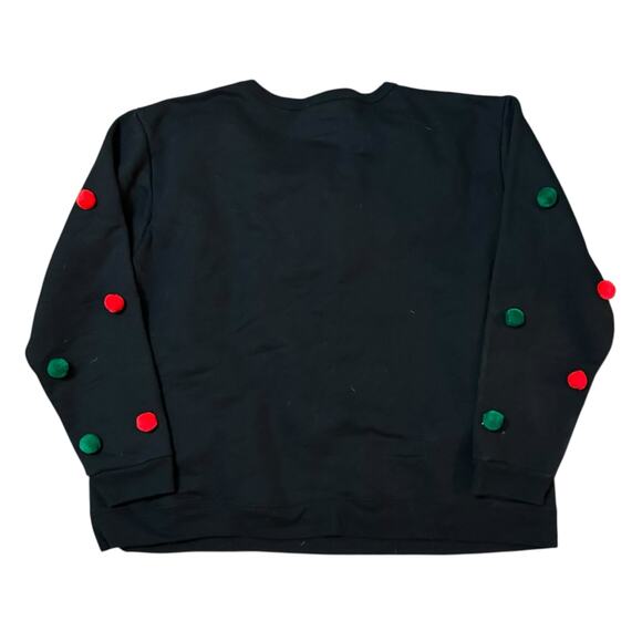 Hanes Homemade DIY Pom Pom Christmas Red Green Sweatshirt Womens Size XL - Picture 2 of 6
